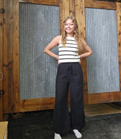 Linen Blend Wide Leg Pants