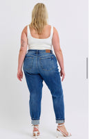 Vintage Wash Boyfriend Jeans with Cuff