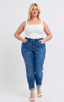 Vintage Wash Boyfriend Jeans with Cuff