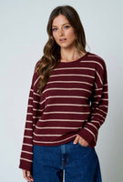 Lightweight Stripe Sweater with Rolled Edge detail