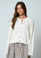 Button Down Cardigan with Raw Hem
