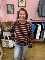 Striped Lightweight Sweater in Dark Brown