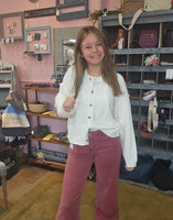 Button Down Cardigan with Raw Hem