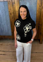 Short Sleeve Floral Sweater