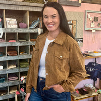 Corduroy Shacket with Raw Hem