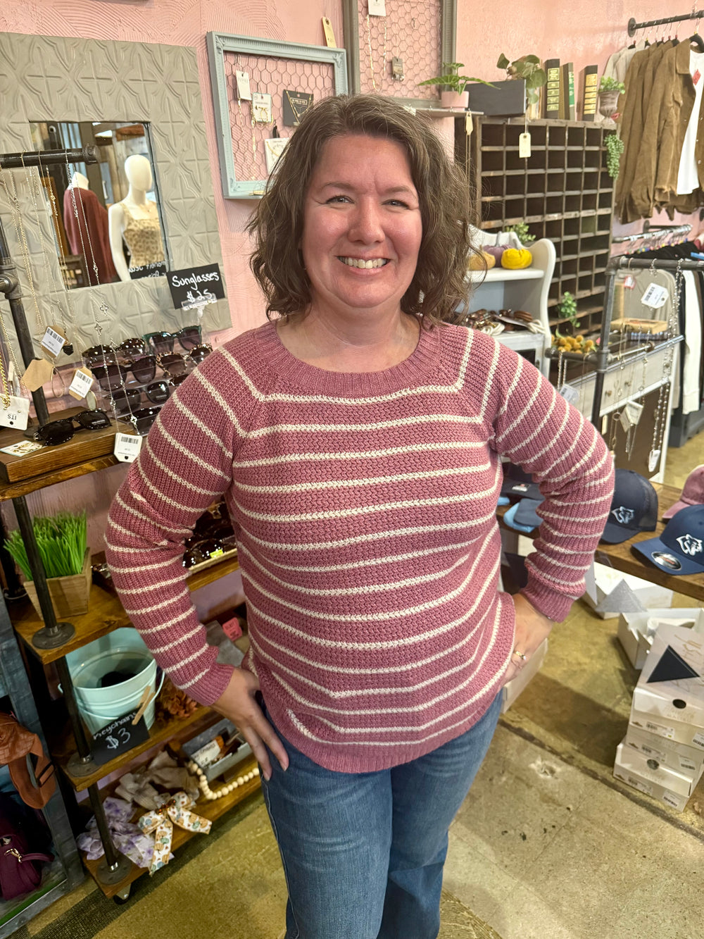 Mauve Stripe Sweater