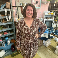 Abstract Print V Neck Dress