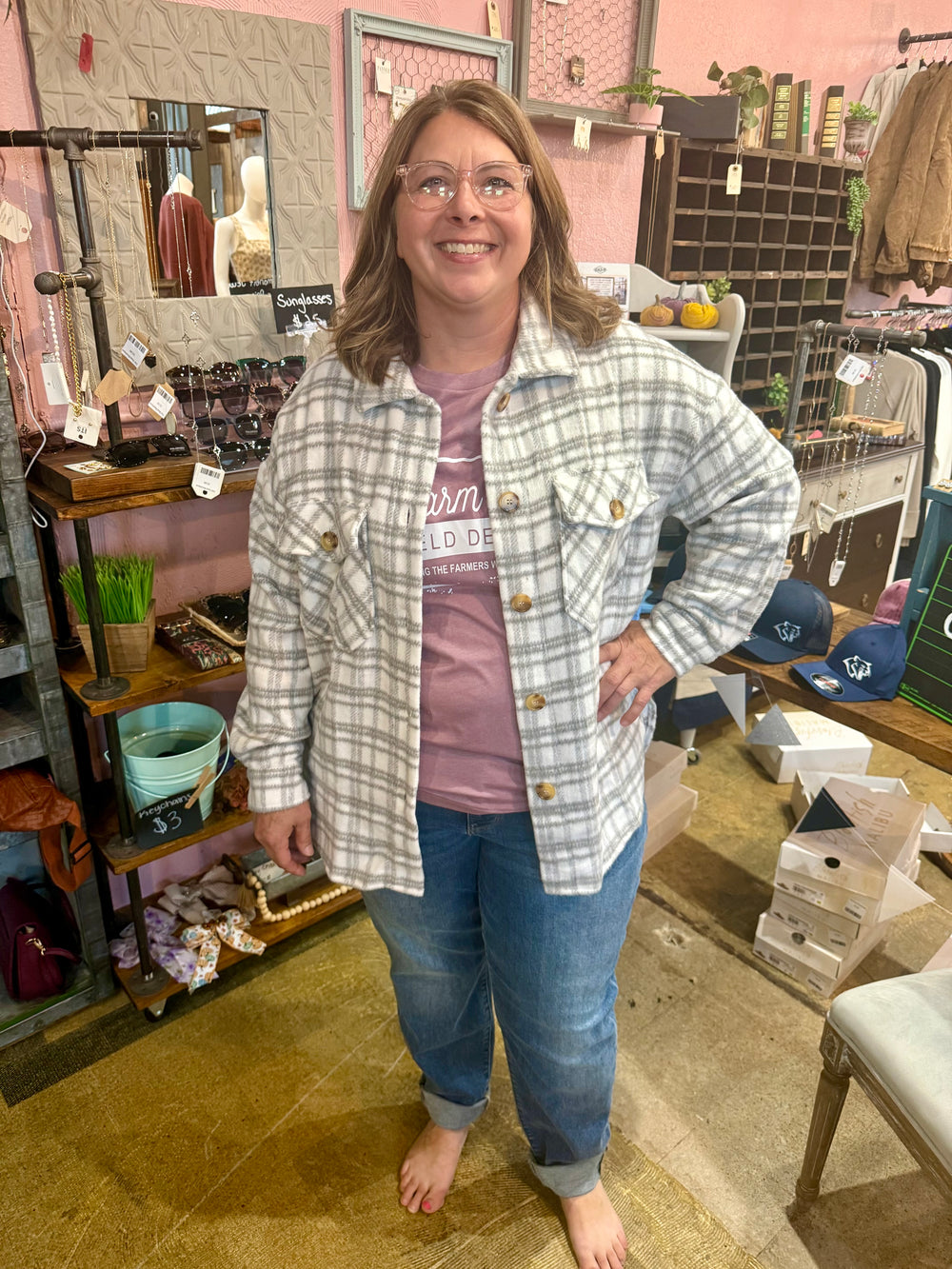 Plaid Button Down Shacket