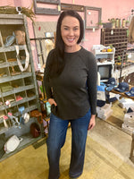 Waffle Knit Long Sleeve Top
