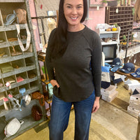 Waffle Knit Long Sleeve Top