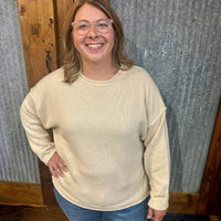 Relaxed Fit Sweater with Exposed Seam