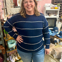 Stripe Crewneck Oversized Sweater