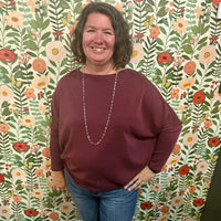 Burgundy Scuba Dolman Top