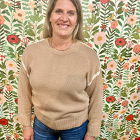 Sweater with Contrast Stitching on Seam