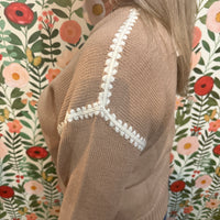 Sweater with Contrast Stitching on Seam