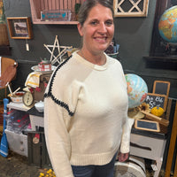 Sweater with Contrast Stitching on Seam