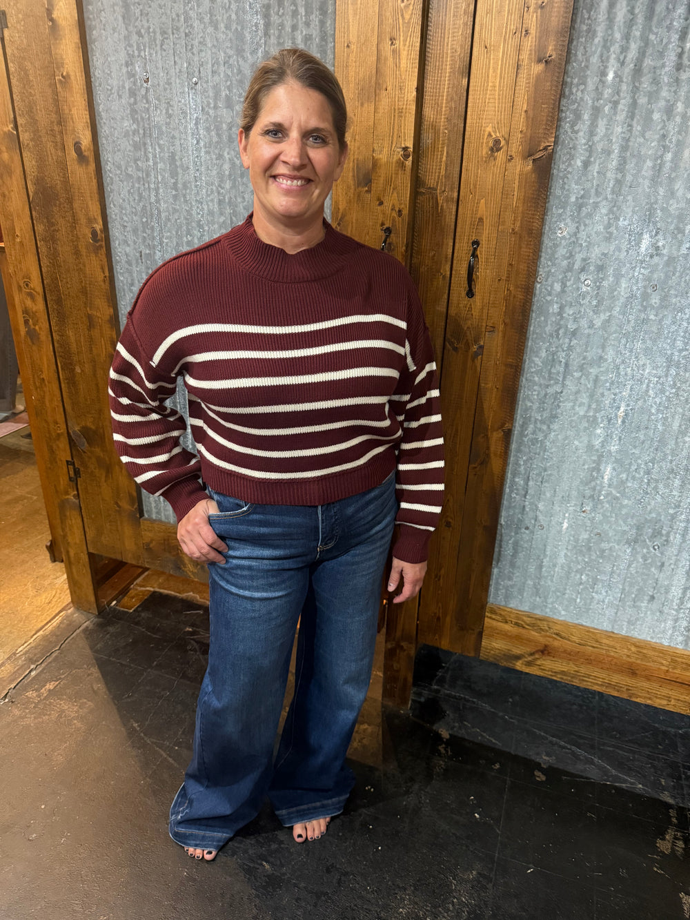 Stripe Sweater with Exposed Seam