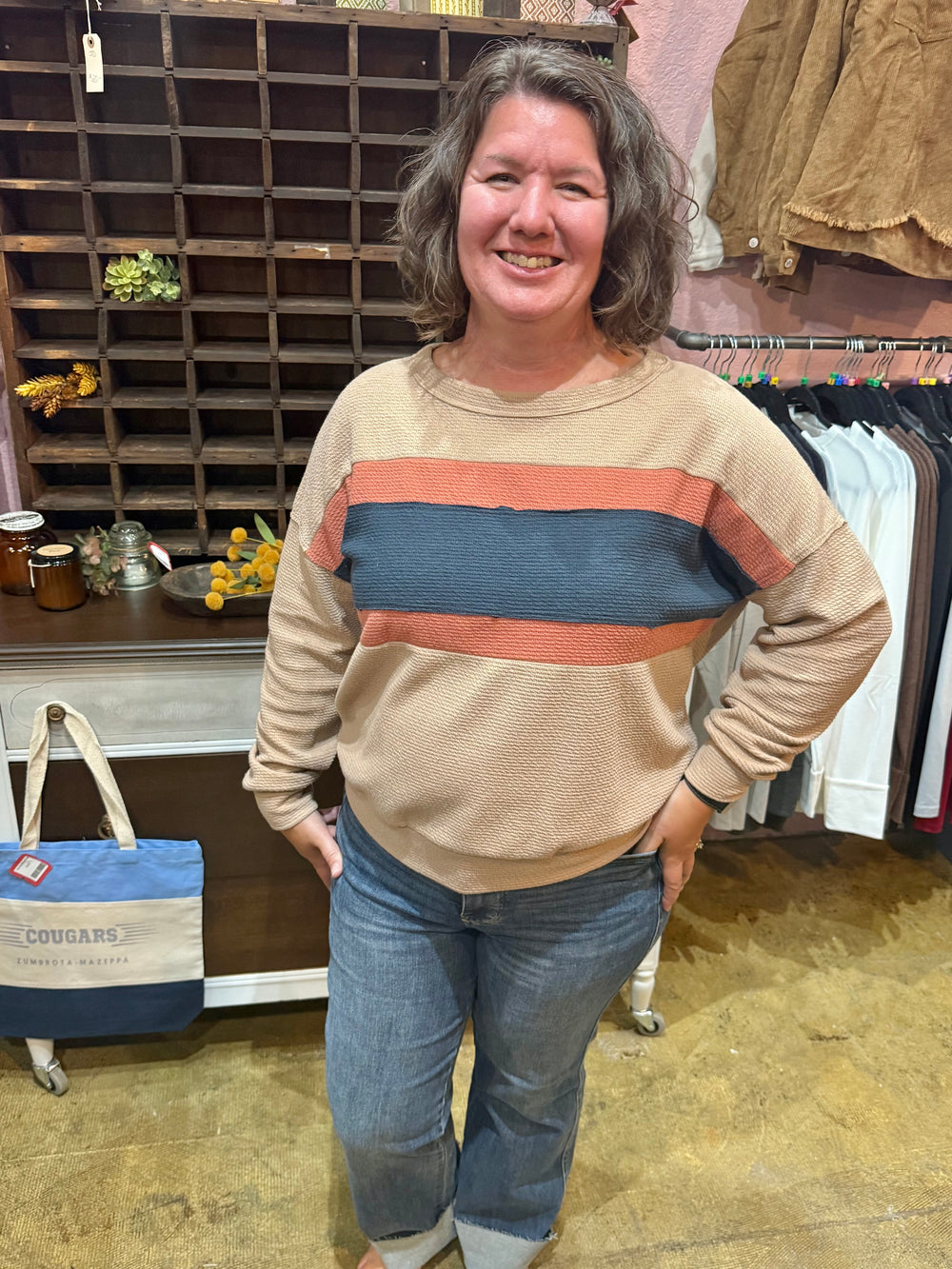 Color Block Textured Top