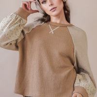 Reglan Sleeve Top With Floral Detail.