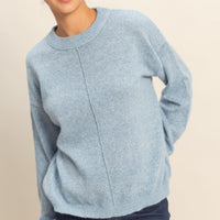 Front Seam Crewneck Sweater