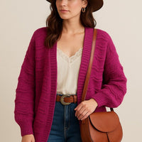 Magenta Oversized Cardigan