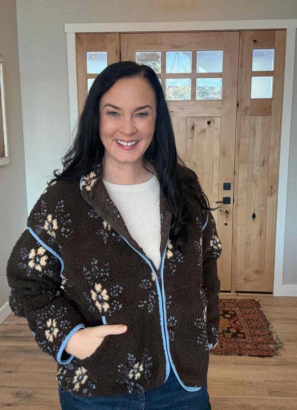 Floral Fleece Sherpa Jacket