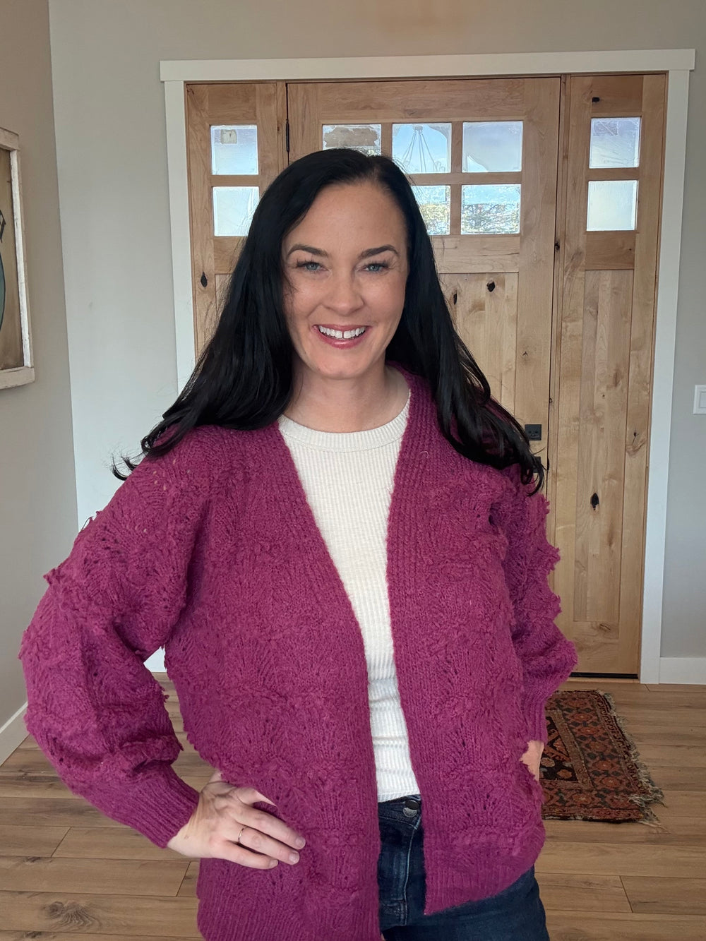 Magenta Oversized Cardigan