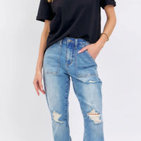 Patch Pocket Judy Blue Boyfriend Jeans