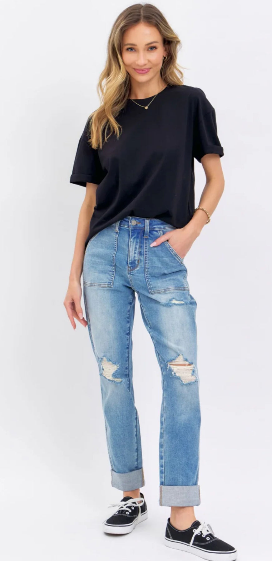 Patch Pocket Judy Blue Boyfriend Jeans