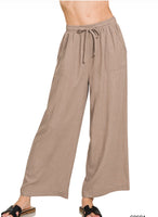 Linen Blend Wide Leg Pants
