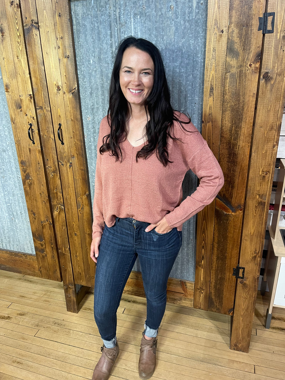 Lightweight Back Button Sweater