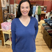 Front Seam V Neck Sweater