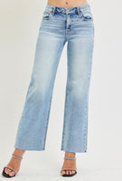 Risen Brand Crop Jeans with Raw Hem
