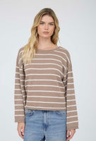 Lightweight Stripe Sweater with Rolled Edge detail
