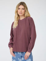 Mineral Wash Long Sleeve Tee with Detail on Back

