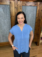 Short Sleeve Button Front Blouse
