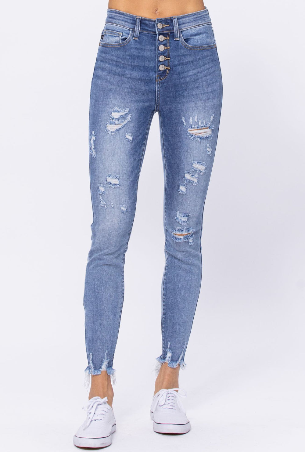 High Rise Distressed Judy Blue Skinny Jeans