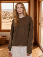 Contrast Edge Crew Neck Long Sleeve Pullover
