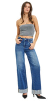 Risen Brand High Rise Jeans With Cuffed Hem.
