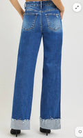 Risen Brand High Rise Jeans With Cuffed Hem.
