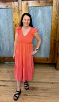 Flutter Sleeve Midi Dress
