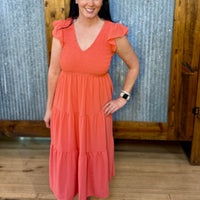 Flutter Sleeve Midi Dress