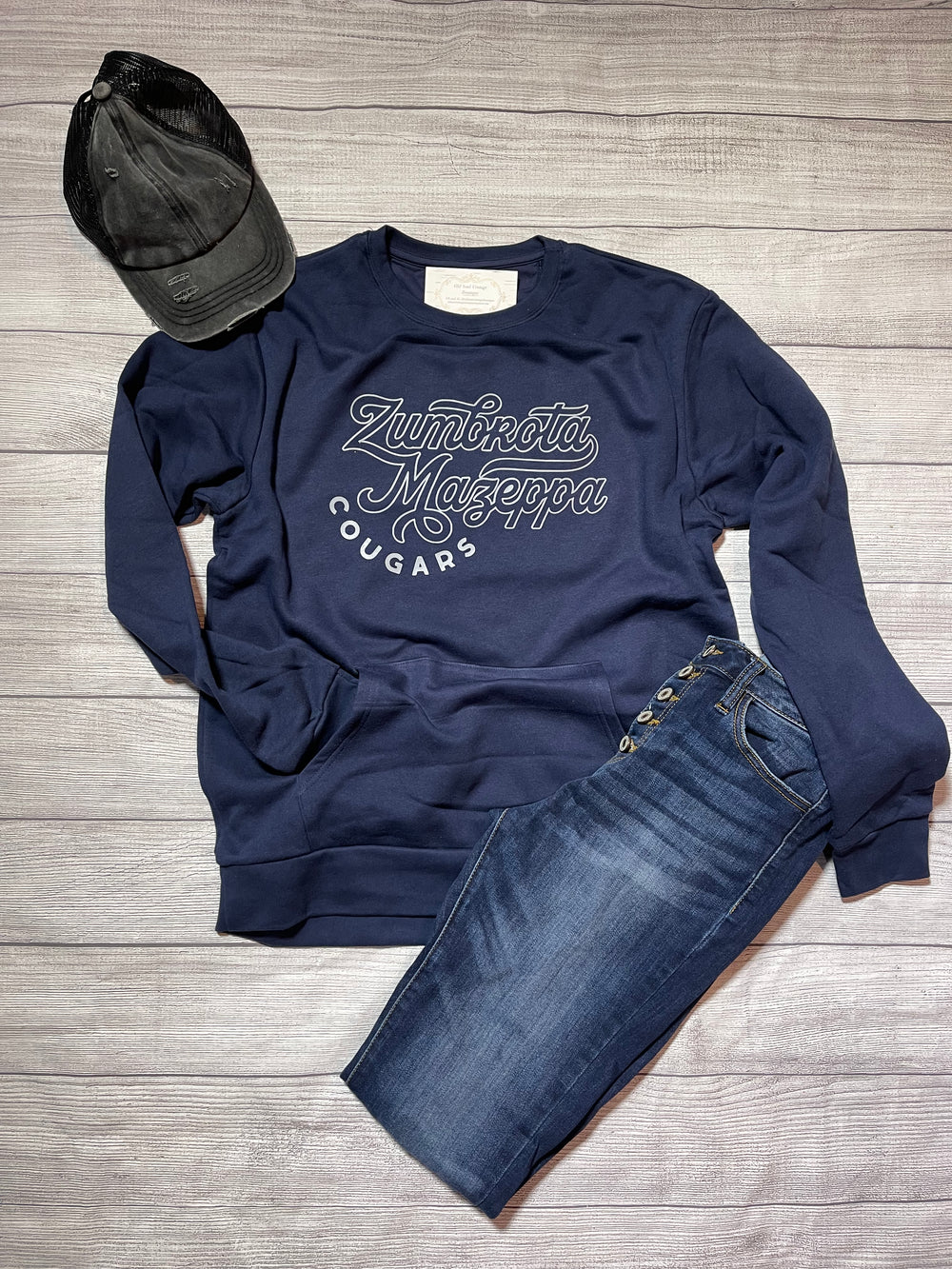 Zumbrota Mazeppa Cougars Pocket Crewneck  Sweatshirt