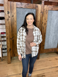 Lightweight Flannel in Ivory and Taupe