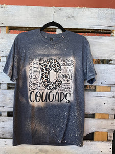 Cougars Bleached Leopard Print Tee
